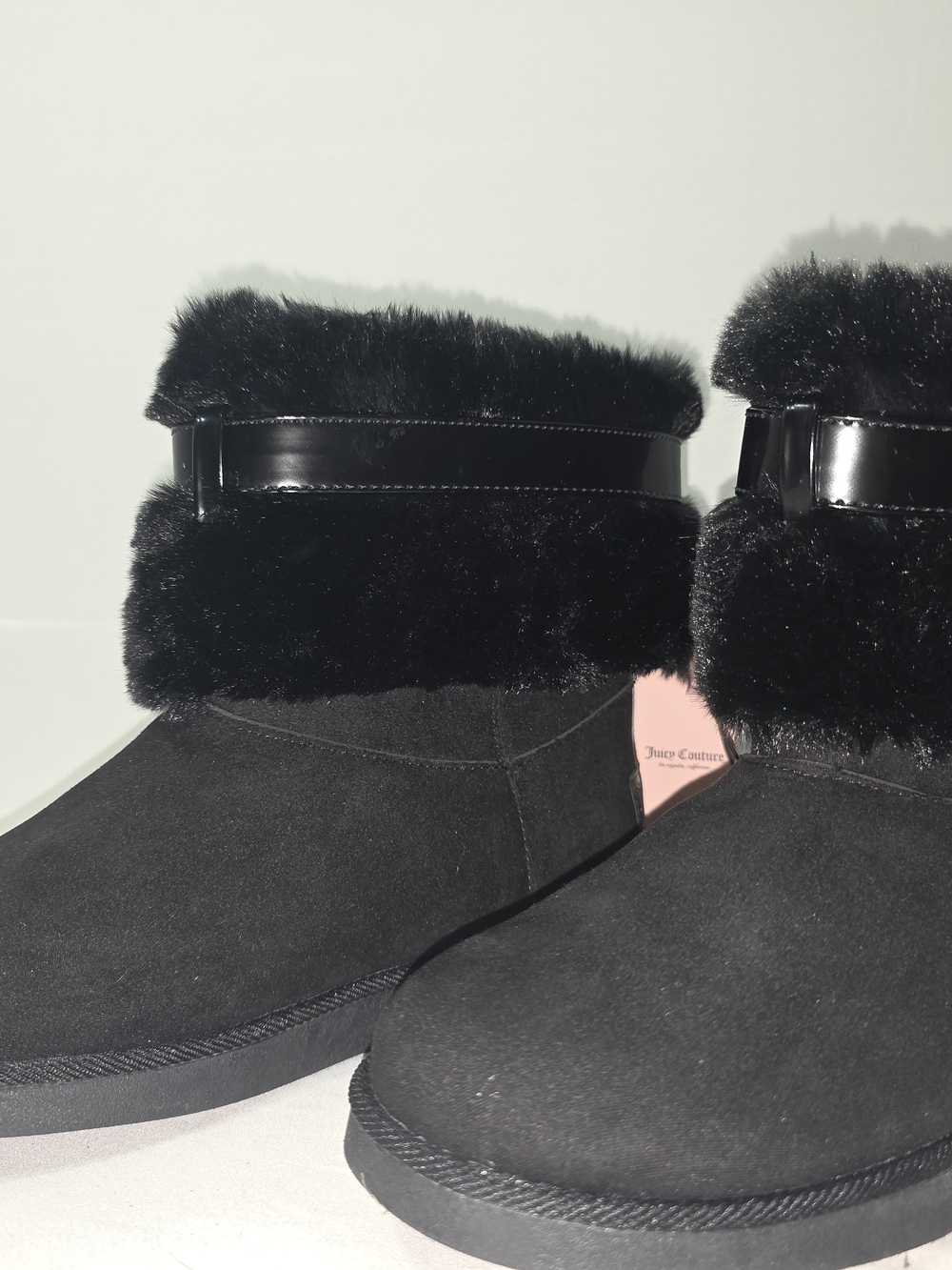 Juicy Couture Black Faux-Fur Ankle Boots